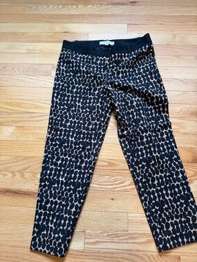 LOFT Riviera Ankle Pants Animal Print Black Tan Slim Work Office 6P